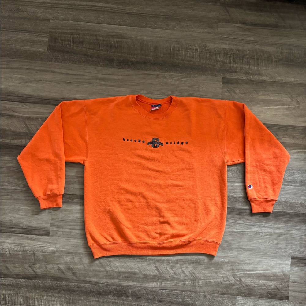 Champion Orange Crewneck Sweater Vibrant Cotton Blend